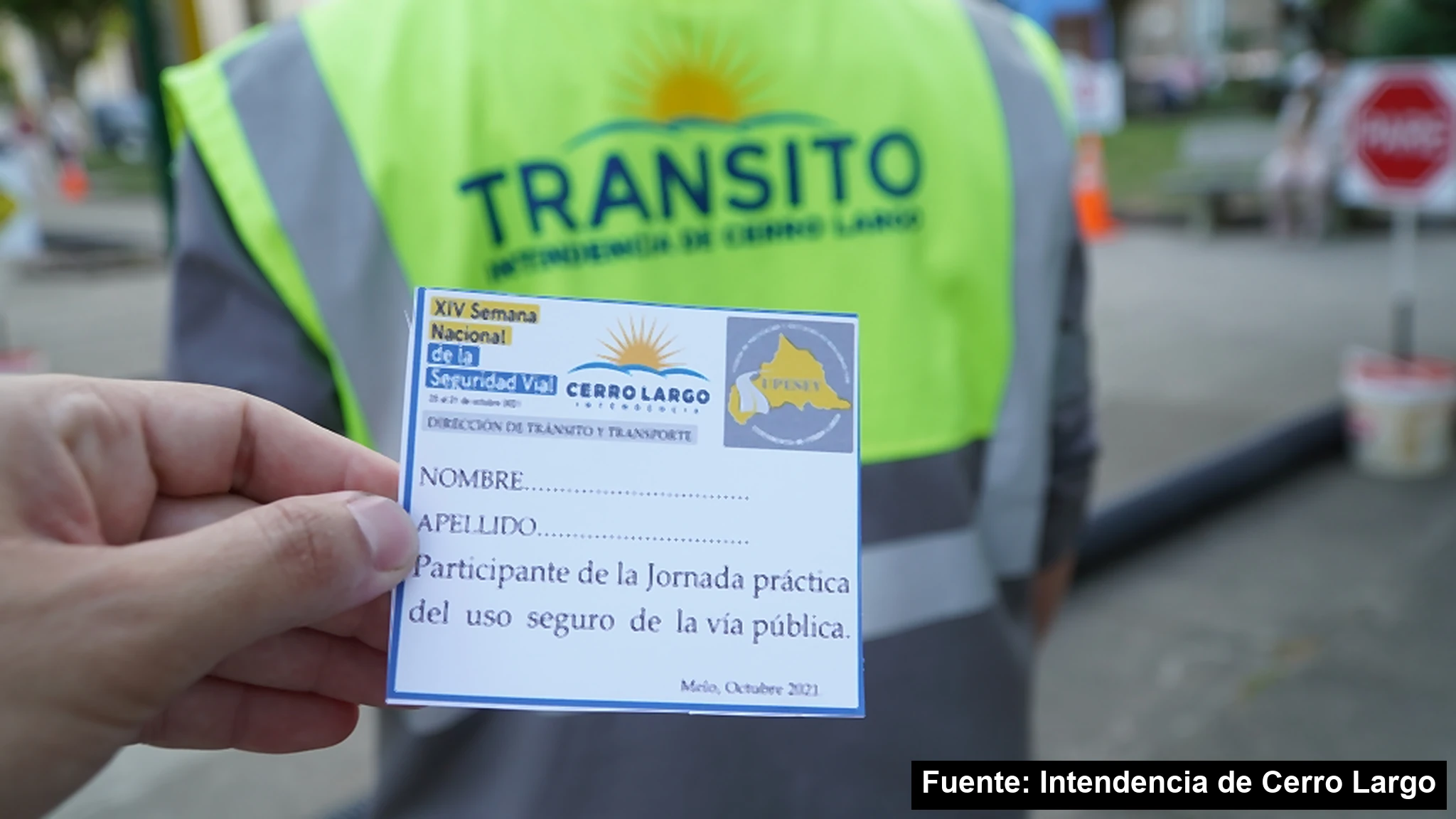 Certificado de participación en la jornada práctica de uso seguro de la vía pública de la Semana de la Seguridad Vial en Cerro Largo